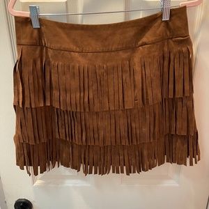 Cupcakes and Cashmere. Medium. Brown Tassel Mini Skirt.